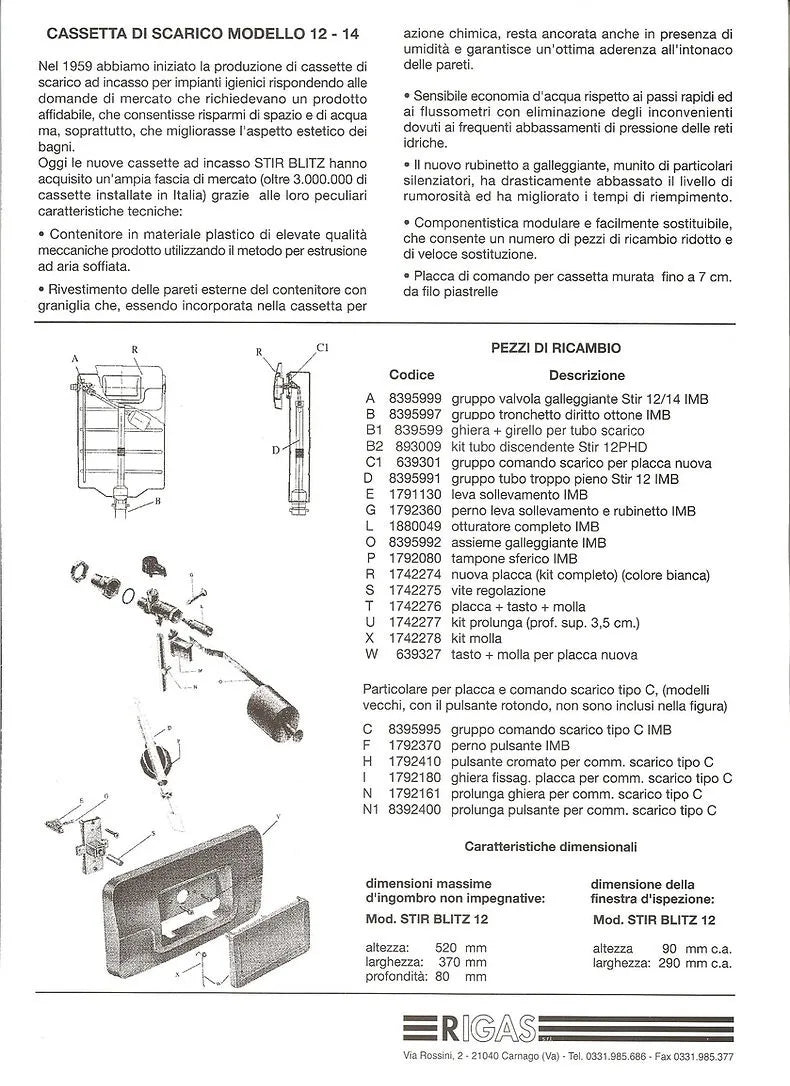 Galleggiante scarico Stir Blitz per cassette Incasso