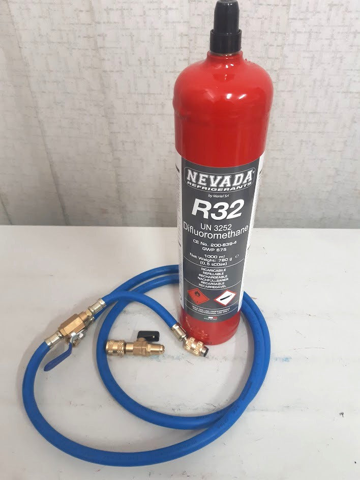 BOMBOLA GAS REFRIGERANTE 780g R32 CON FLESSIBILE E RUBINETTO ...