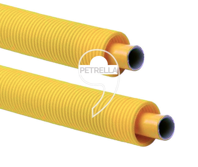Tubo multistrato per gas 20x2 rivestito con guaina corrugata Giacomini  Multigas G999IY044 rotolo 50 mt giallo